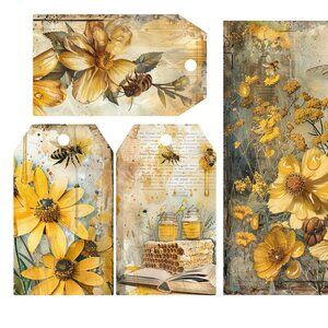 Junk journal Bee themed pages